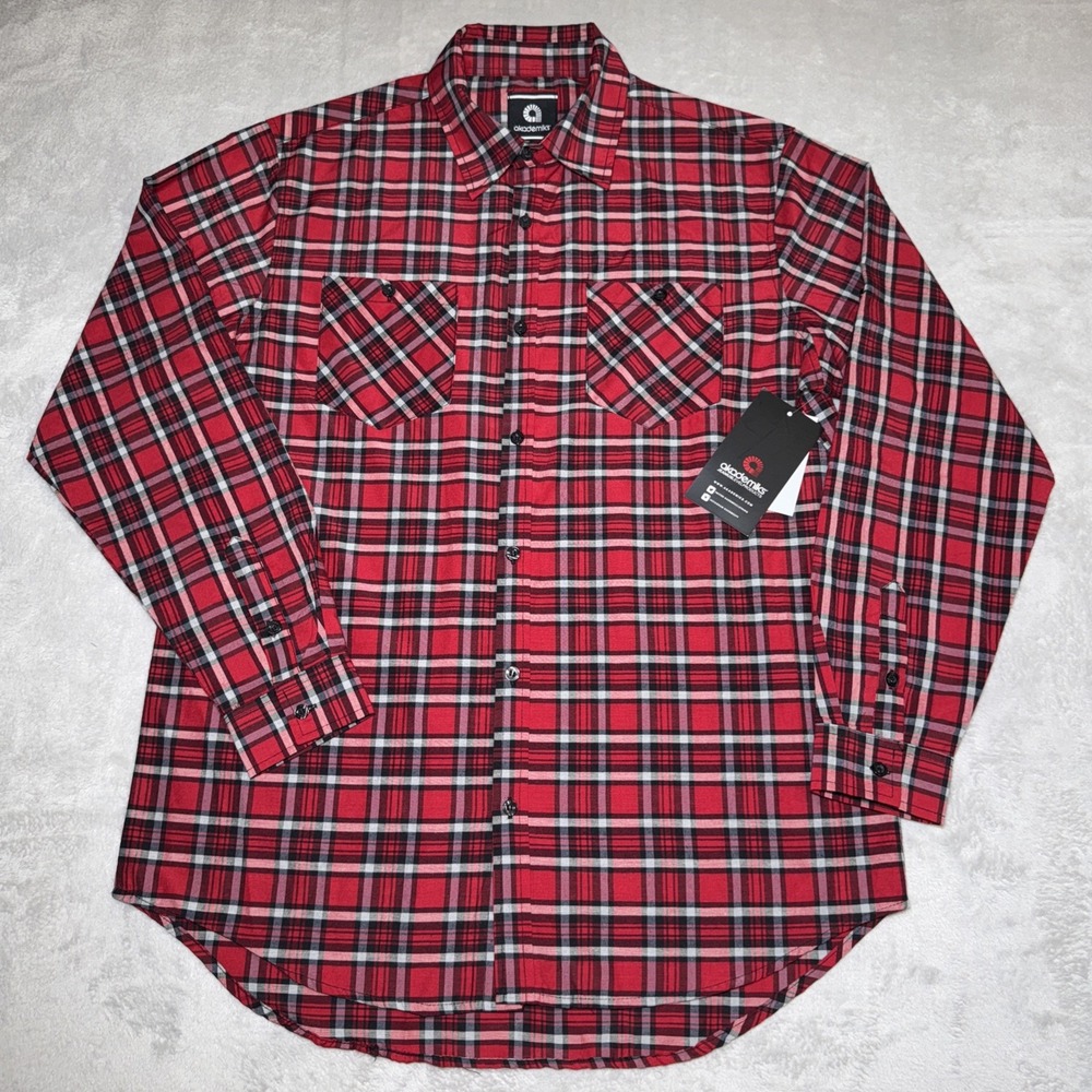 Akademiks Men's XL Red‎ White Plaid Shirt Long Sleeve Button NEW NWT